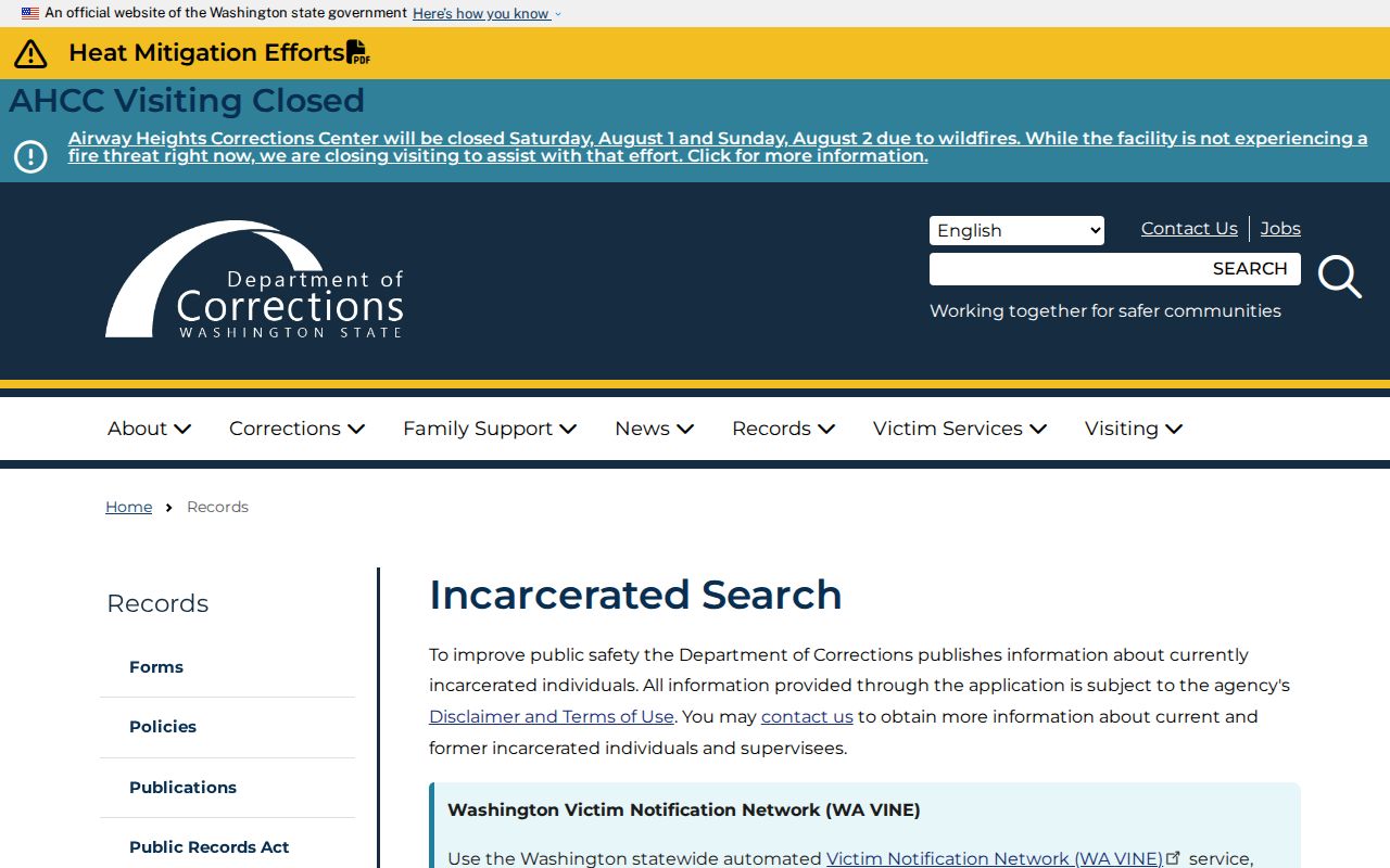 Tacoma people search with Washington DOC name lookup