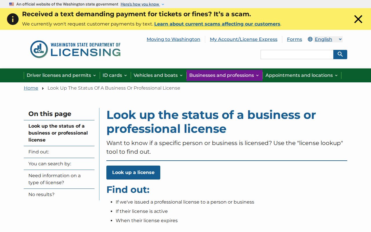 Tacoma people search using Washington professional license records
